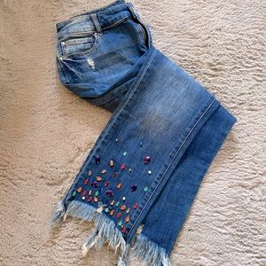 INC SKINNYLEG BEDAZZLED JEAN